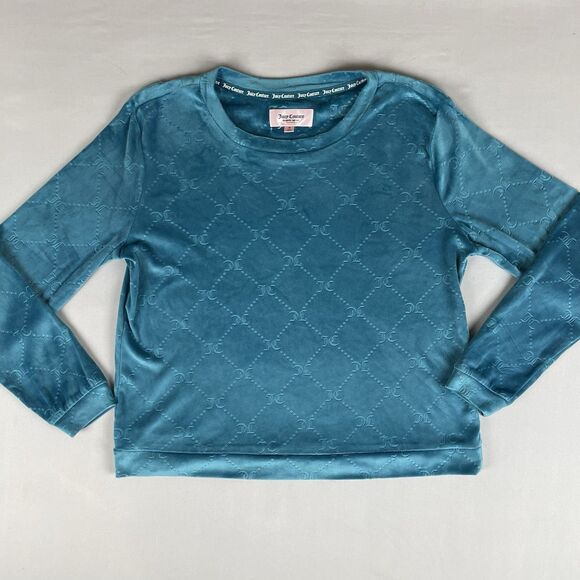 Juicy Couture Velour Lounge Wear Pajama Top Women’s Med Teal Blue Cozy Comfort - Picture 2 of 16